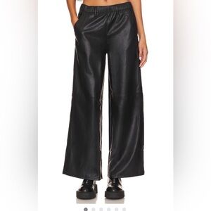 We The Free Free People Night Ride Pull On Wide Leg Pants Faux Leather Chic